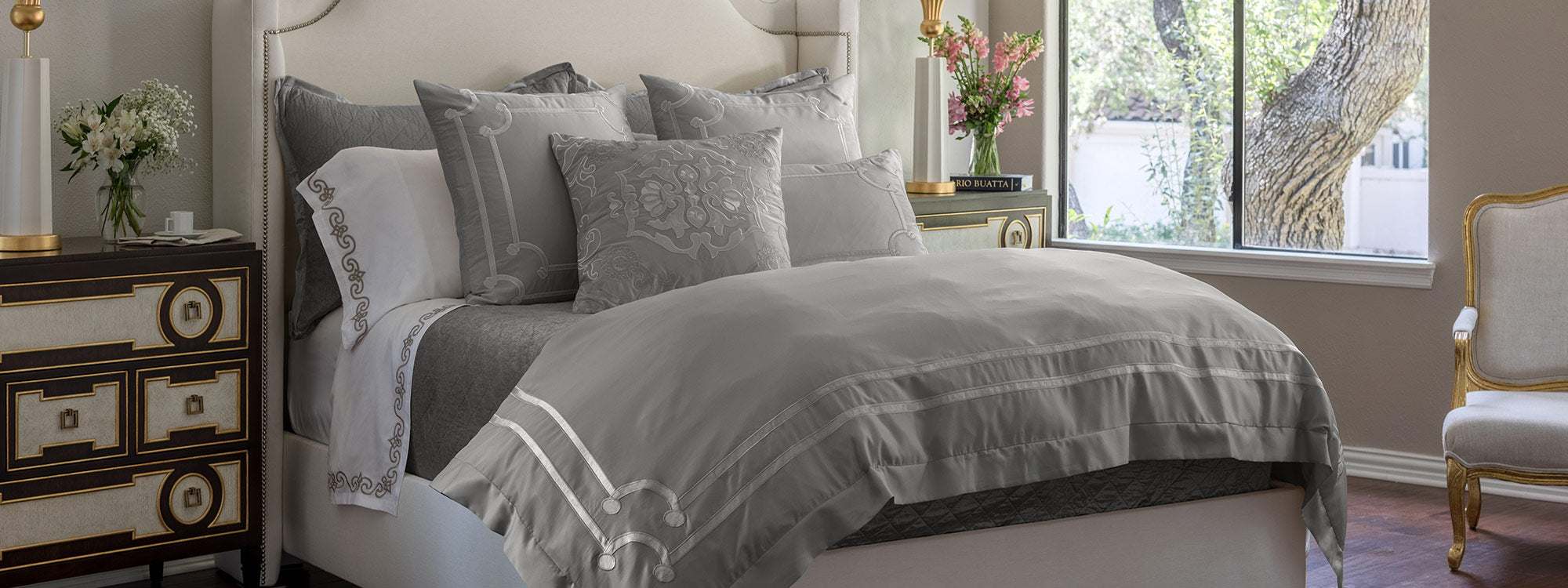 Vendome Pewter Bedding Collection by Lili Alessandra Outlet