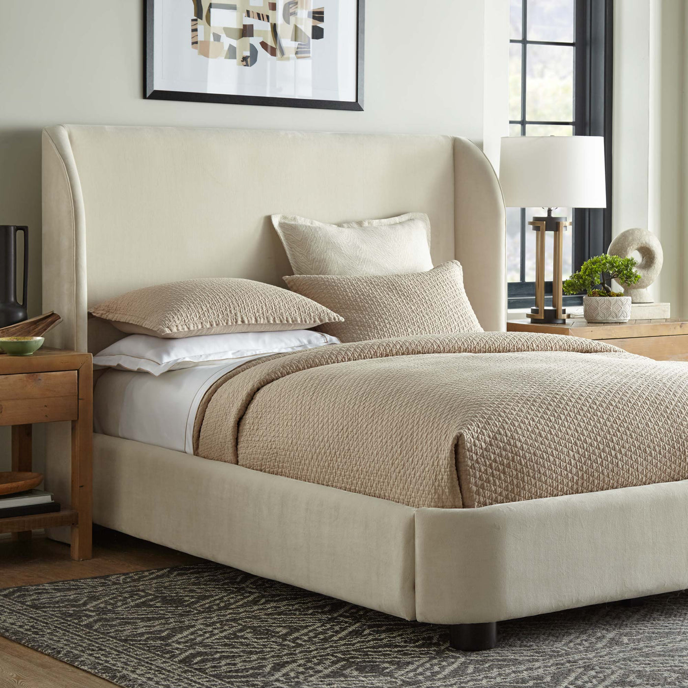 Serena Upholstered Queen Bed Ivory
