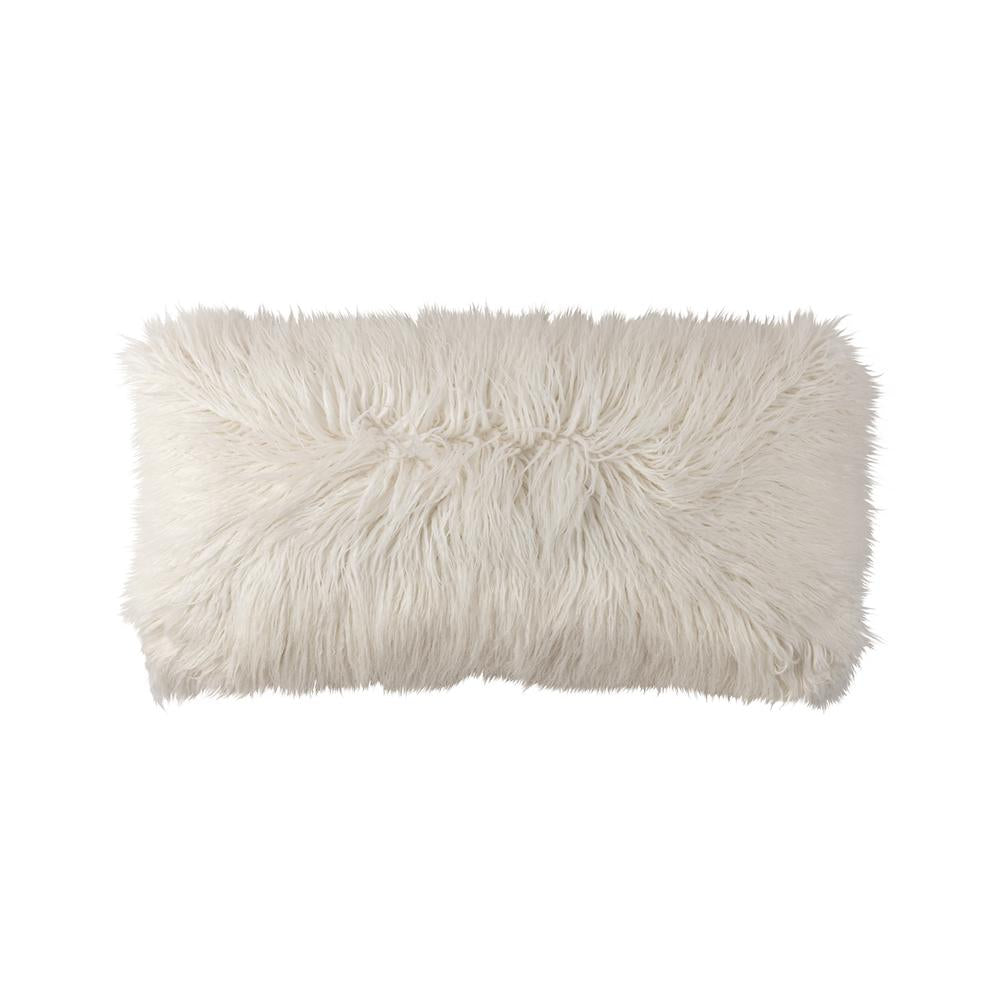 Coco Lg Rectangle Pillow White Faux Fur 14x30 by Lili Alessandra