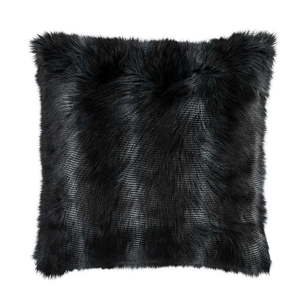 Black faux fur throw pillows sale