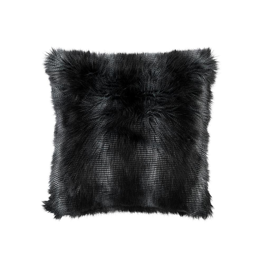 Faux fur black pillow hotsell