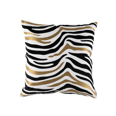Tiger Square Pillow White / Black / Gold 22x22