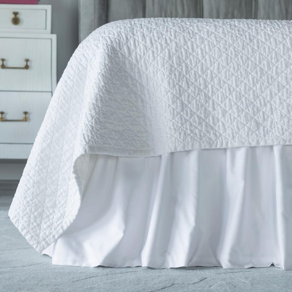 Battersea Gathered Bed Skirt White Cotton 3 22X86