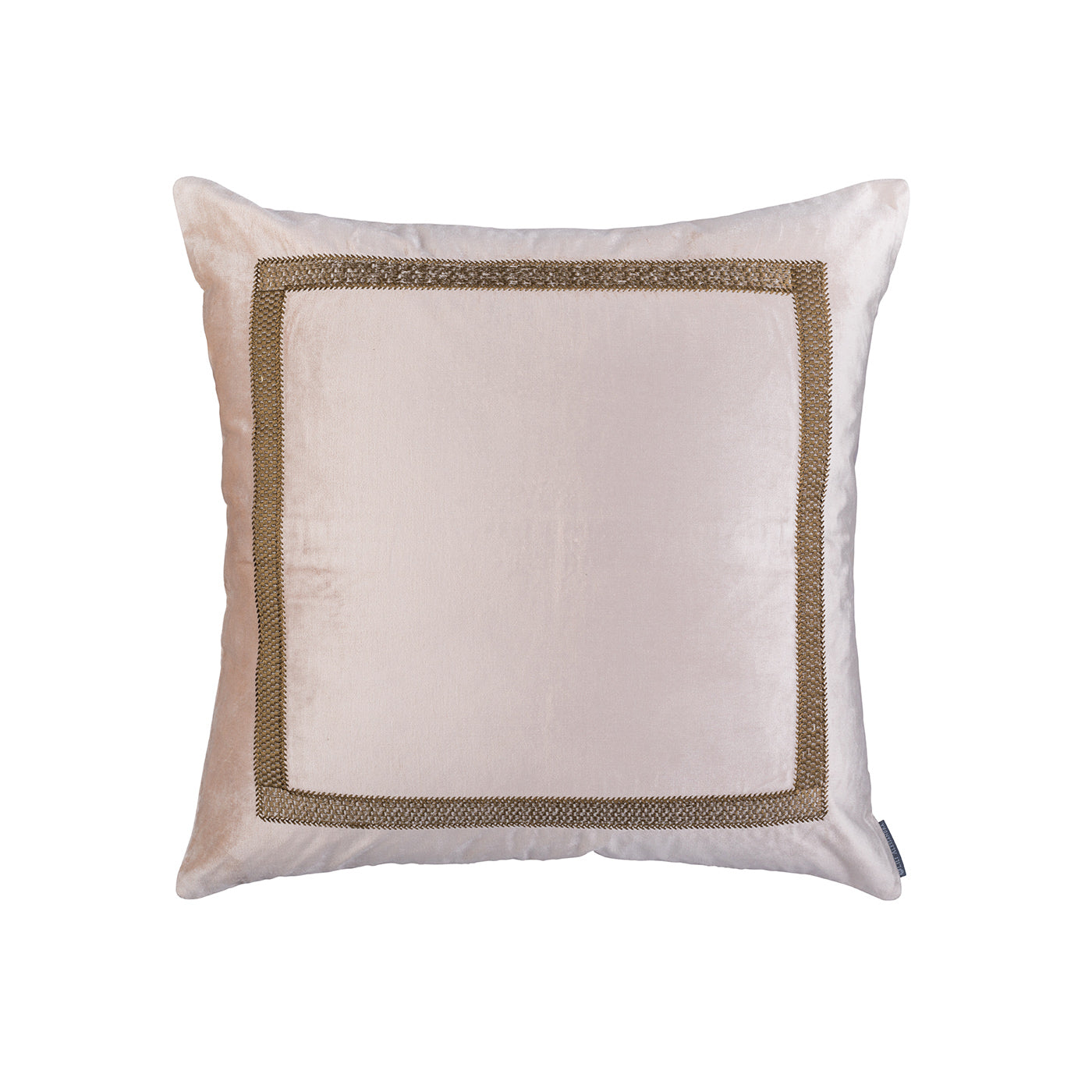 Caesar Sq. Pillow Blush Velvet With Gold Basketweave Machine Embroidery 24X24