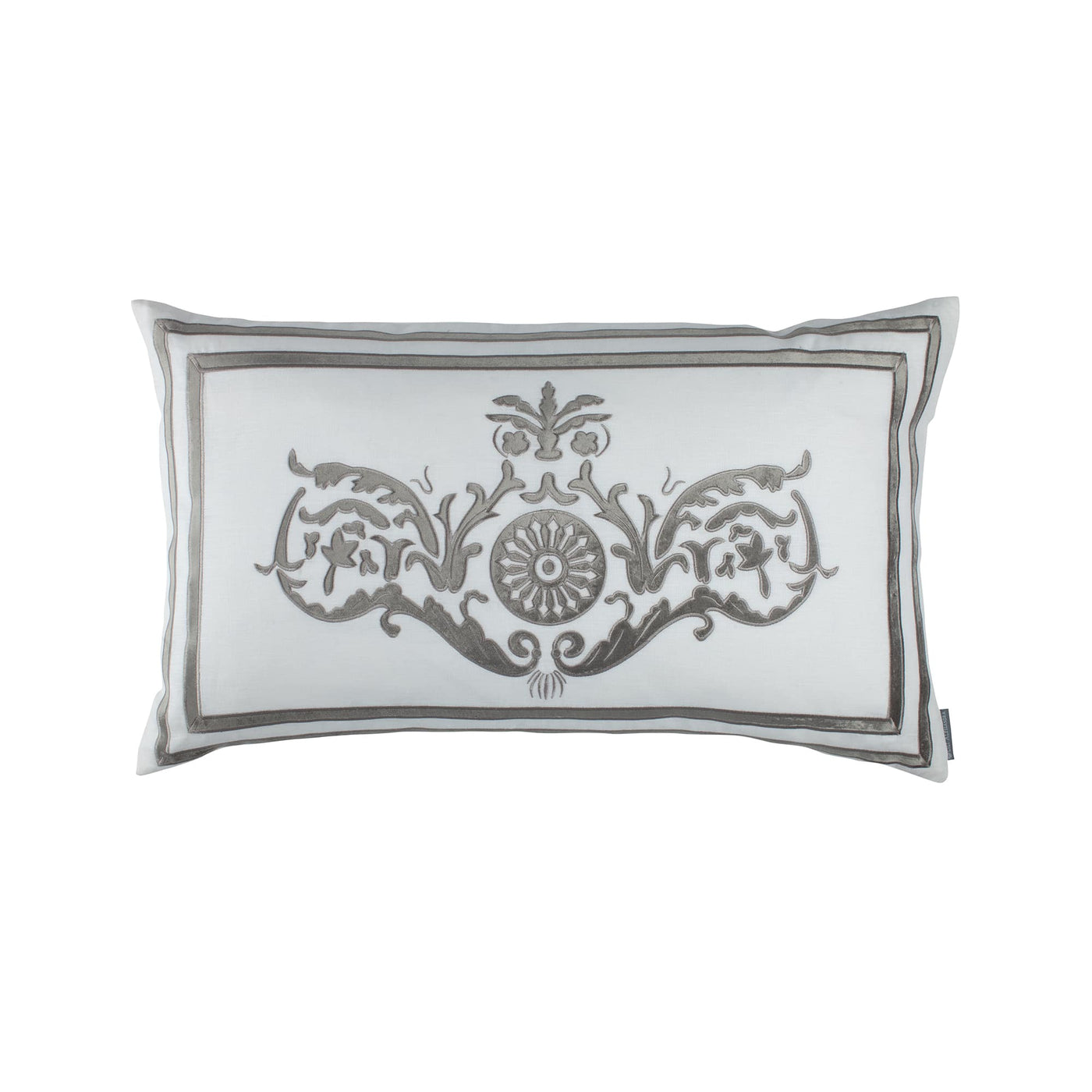 Paris Lg Rectangle Pillow White Silver 18X30