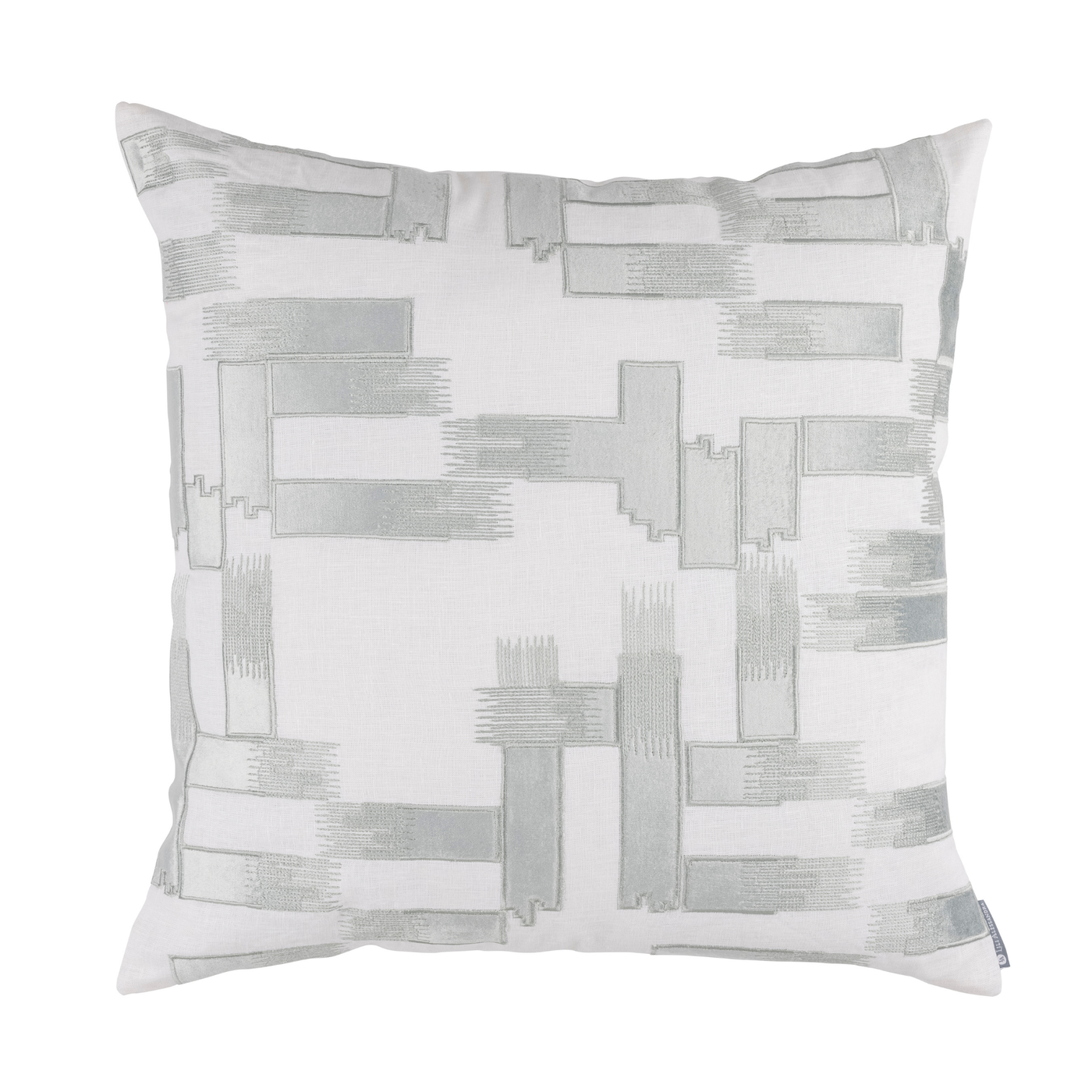 Capri Square Pillow White Linen with Aquamarine Velvet 24 X 24