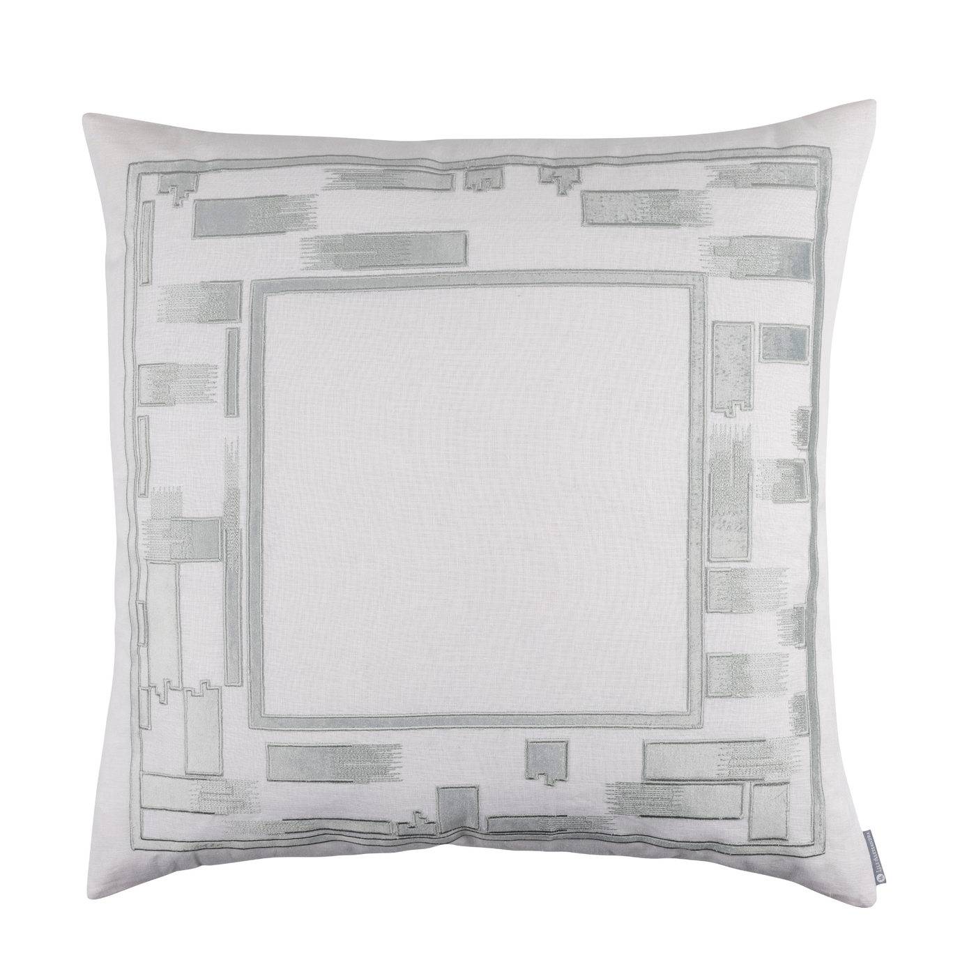 Capri European Pillow White Linen with Aquamarine Velvet 28 X 28