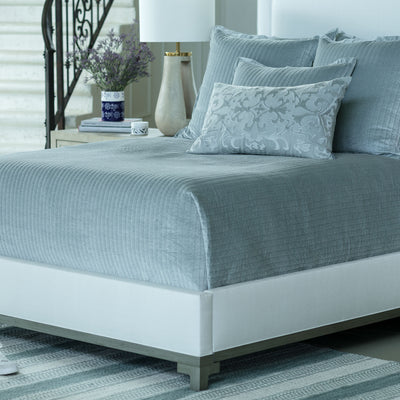 Aria Quilted Coverlet Sky Matte Velvet King 112X98