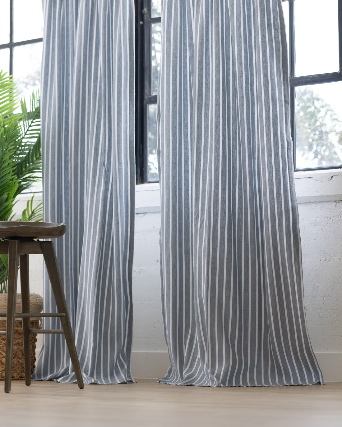 Meadow Drapery Panel Blue White (Set Of 2) 52X118 by Lili Alessandra