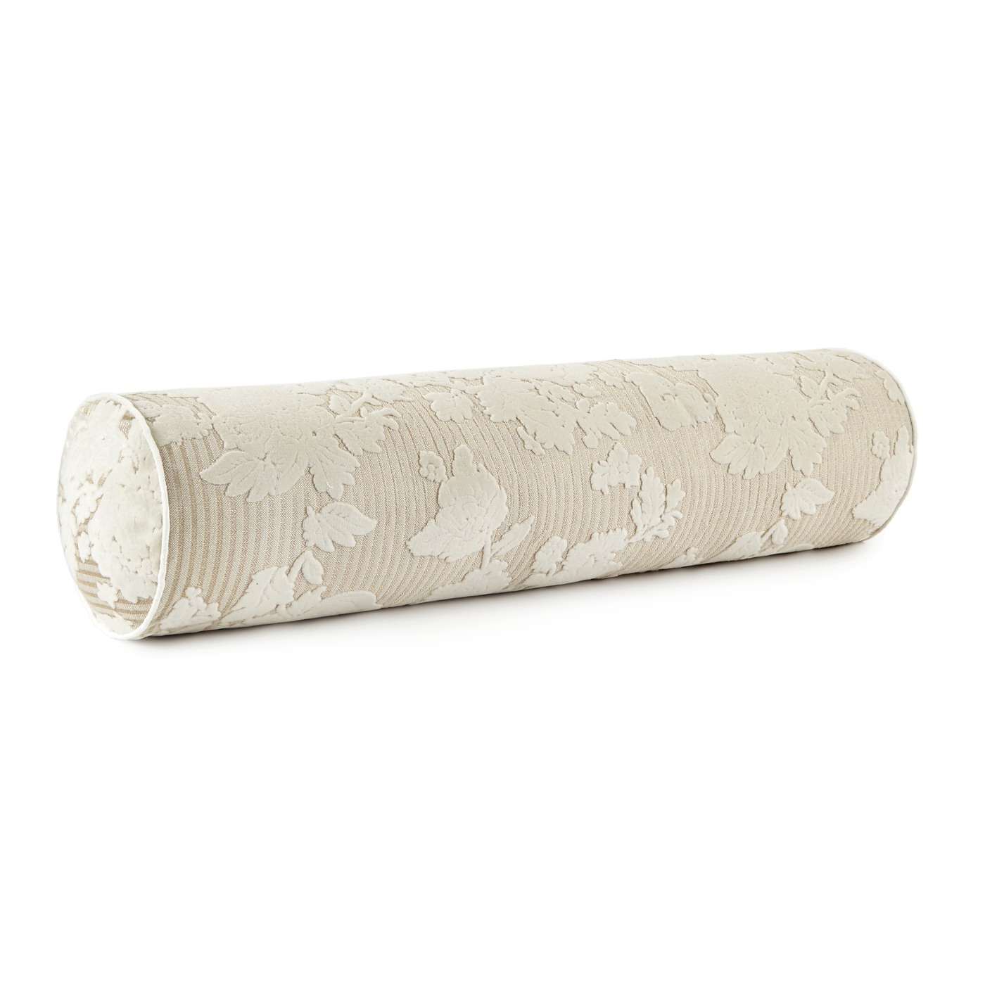 Tharper Pinstripe Woven Jacquard Chenille Bolster Pillow with Ivory Piping (9x36) Made-To-Order