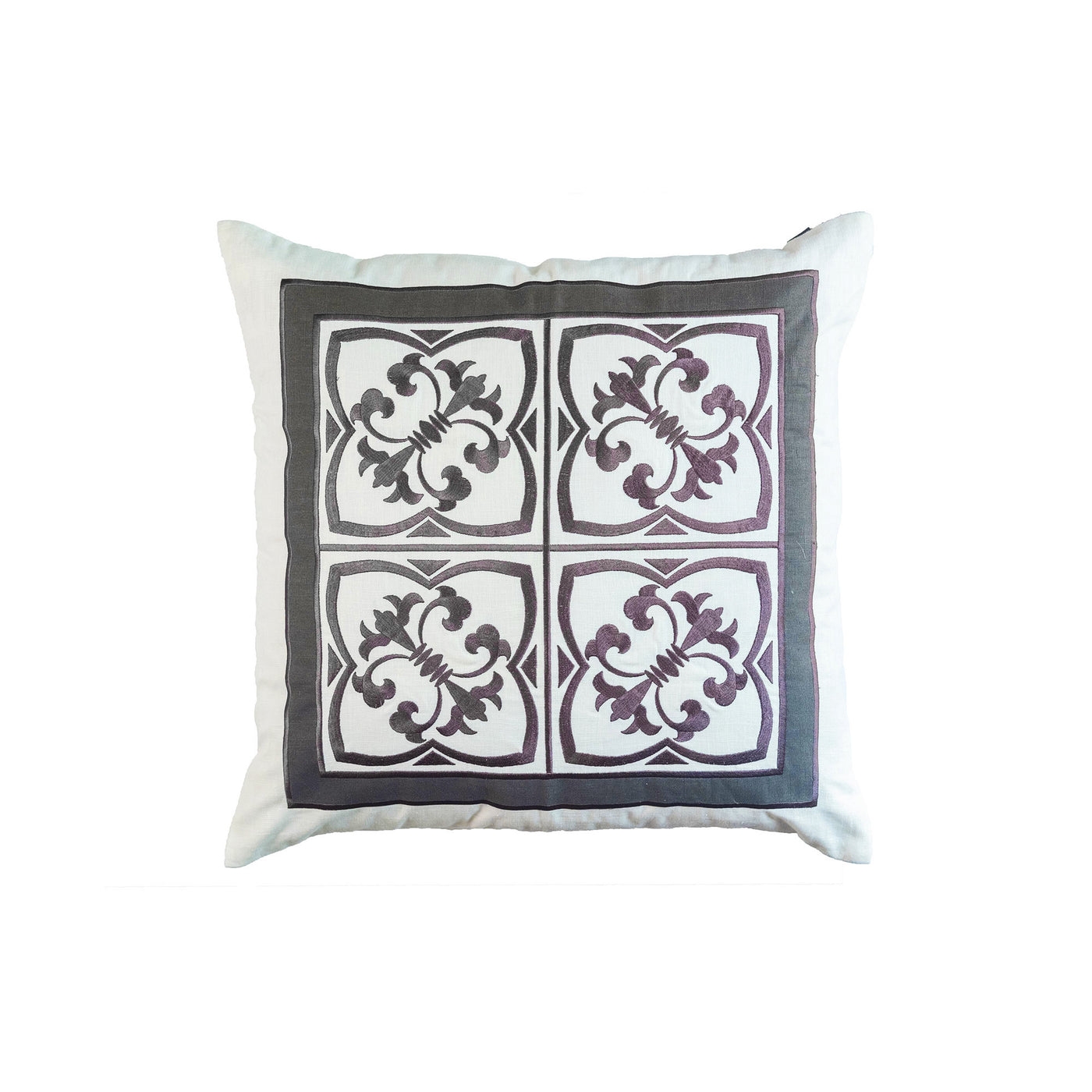 Lulu Square Pillow White Pewter 22x22 (FINAL SALE)