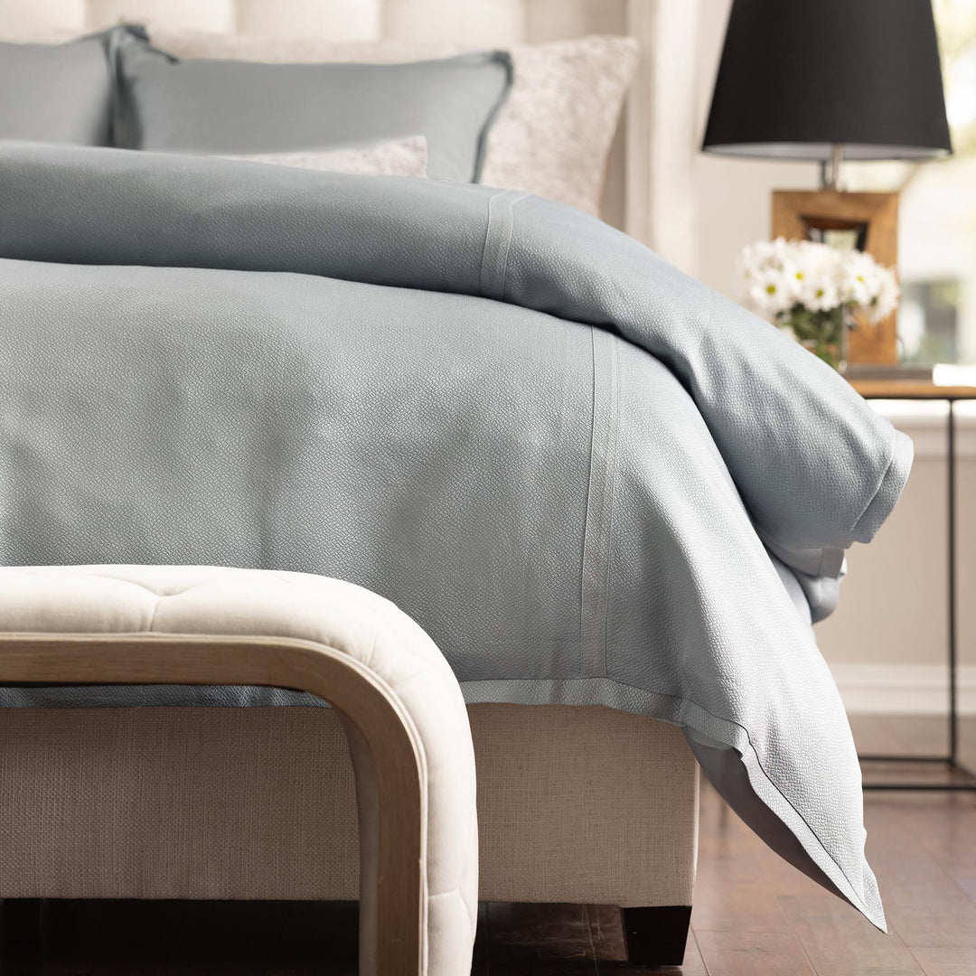 Gia Queen Duvet Cover Blue Cotton & Silk 96x98 | Lili Alessandra
