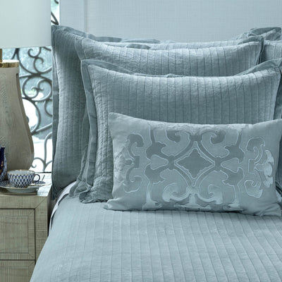 Aria Quilted Luxe Euro Pillow Sky Matte Velvet 27X36