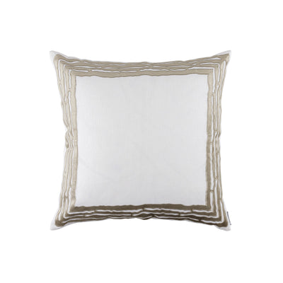 Abstract Euro Pillow White Linen/Buff Velvet Applique 26X26