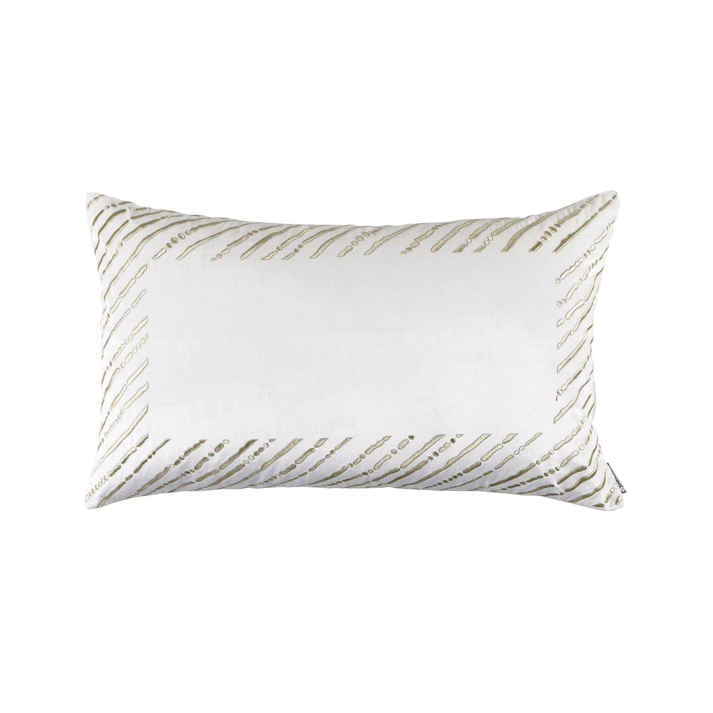 Sparkle Large Rectangle Pillow Ivory Velvet/Buff Embroidery 18X30
