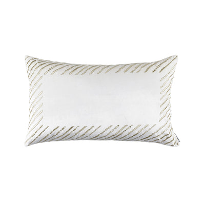 Sparkle Large Rectangle Pillow Ivory Velvet/Buff Embroidery 18X30