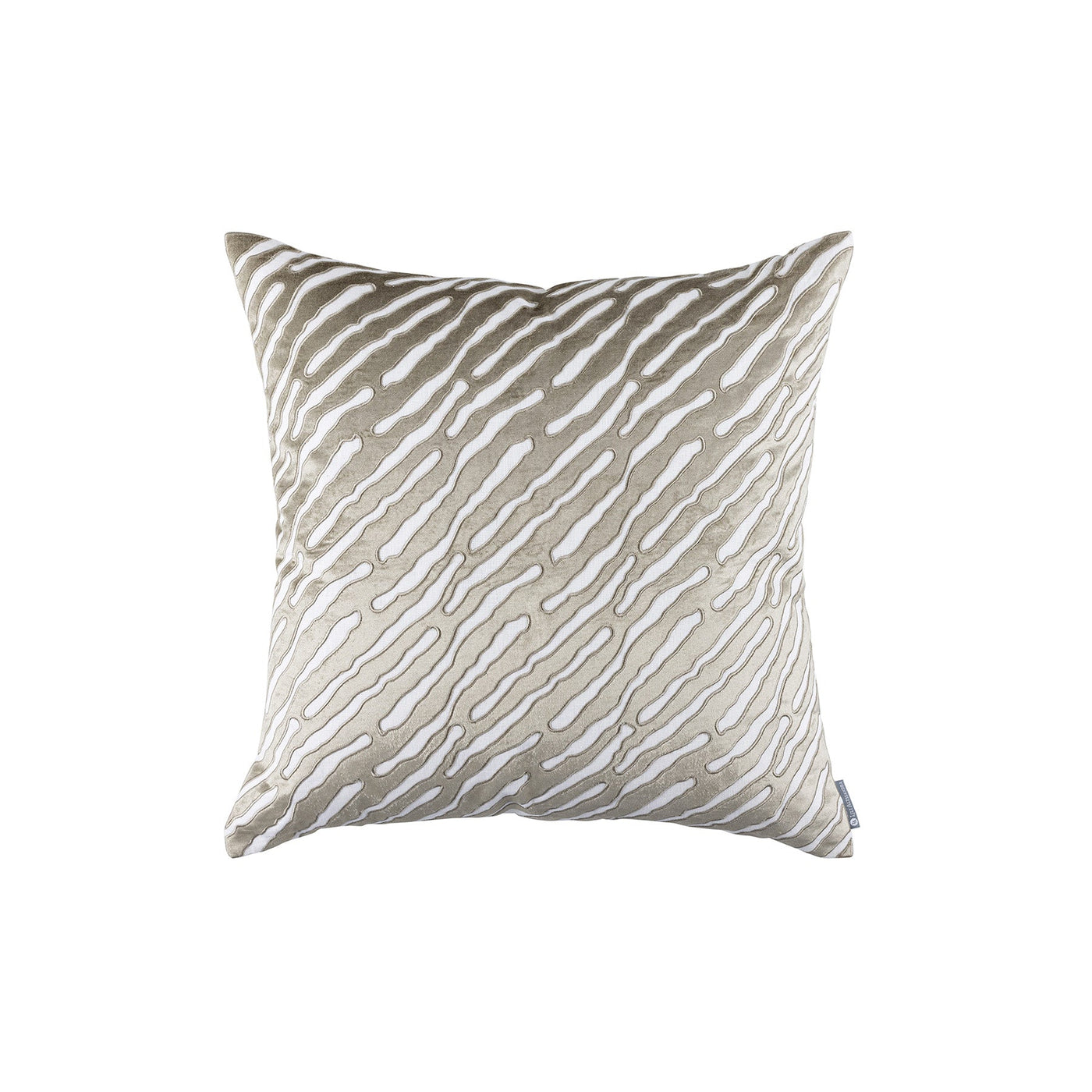 Abstract Square Pillow White Linen/Buff Velvet Applique 24X24