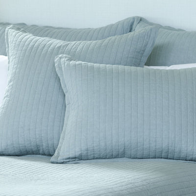 Tessa Quilted King Pillow Sky Linen 20X36