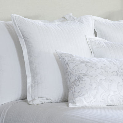 Aria Quilted Euro Pillow White Matte Velvet 26X26