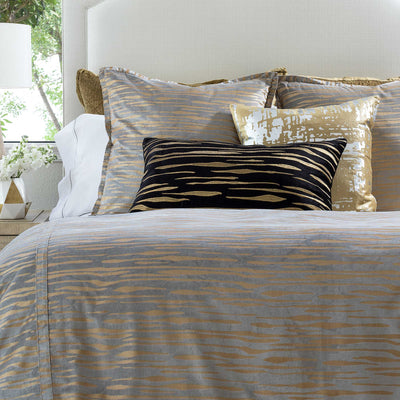 Zara Queen Duvet Cover Lt Grey Matte Velvet Gold Print 96X98