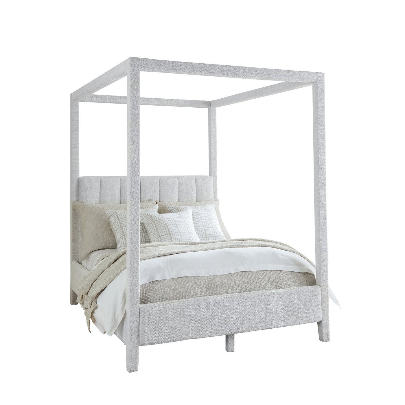 Monaco Four Post Canopy Bed (Sand Bouclé / Queen)