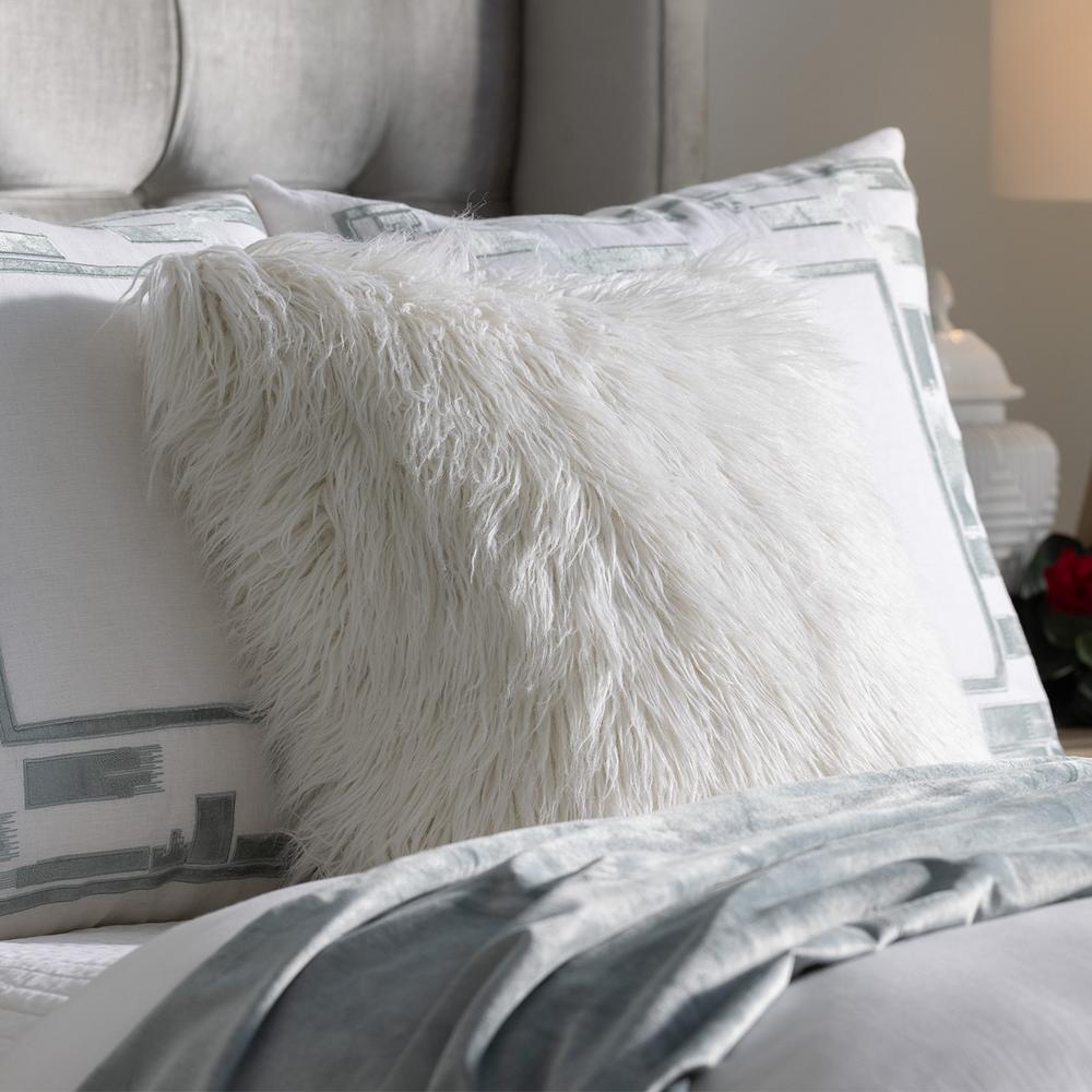 Coco Square Pillow White Faux Fur 24X24