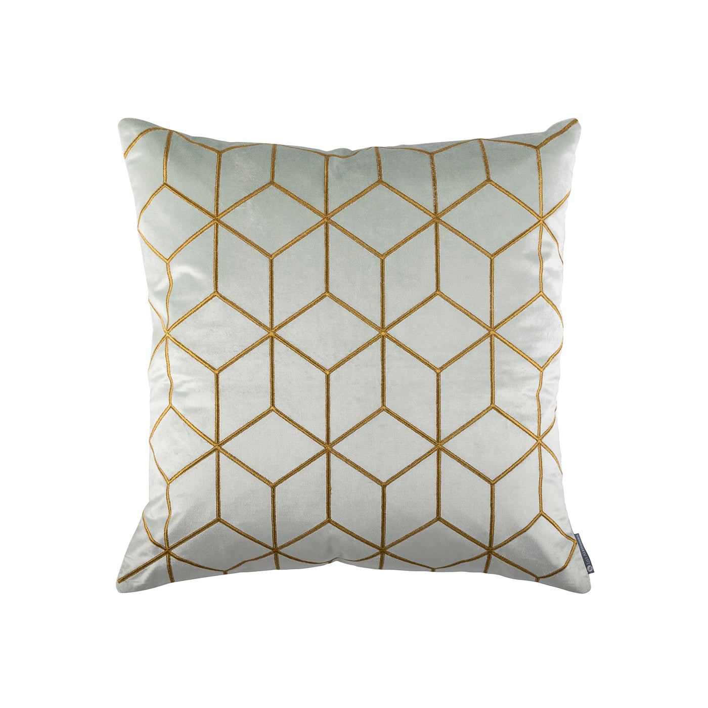 Cube Square Pillow Aquamarine / Gold 22x22