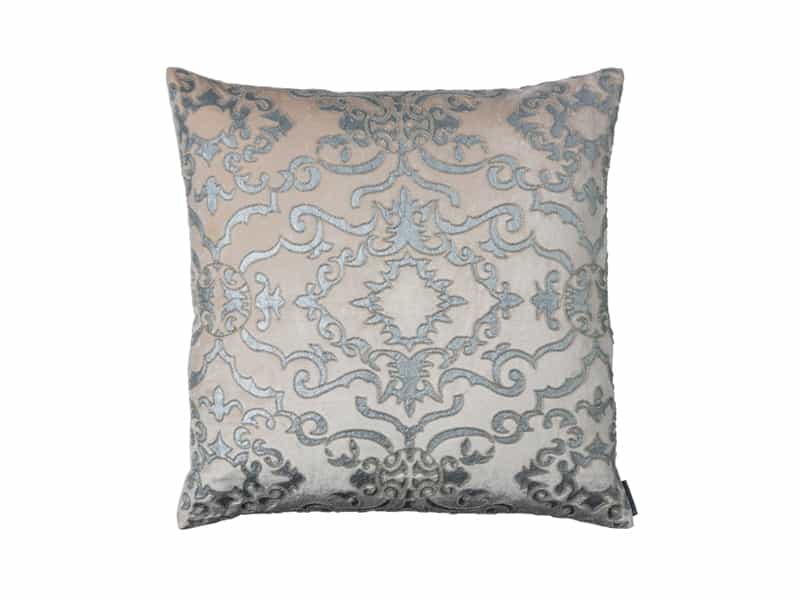 Valencia Sm. Pillow / Blush Velvet / Silver Print / Silver Beads 24X24 ...