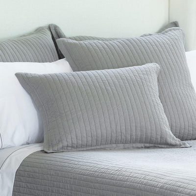 Tessa Quilted Luxe Euro Pillow Light Grey Linen 27X36