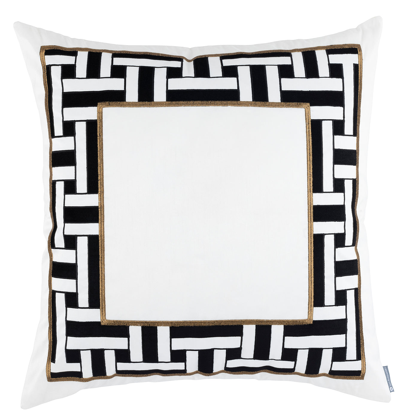 Tommy Euro Border Pillow Ivory / Black / Gold 28x28