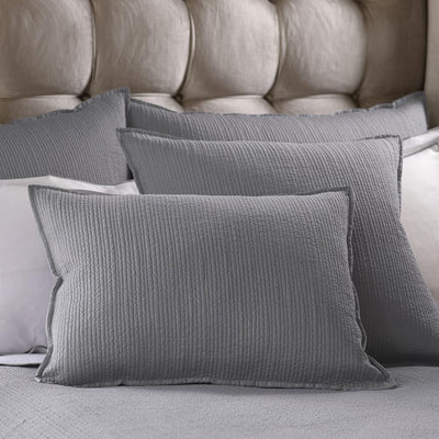 Retro Luxe Euro Pillow Pewter Cotton 27X36