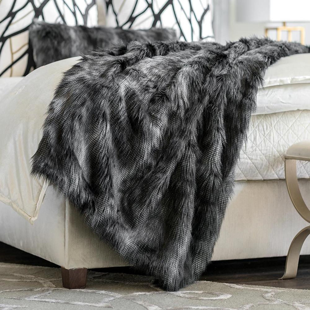 Black Fur Throw 42X98 by Lili Alessandra