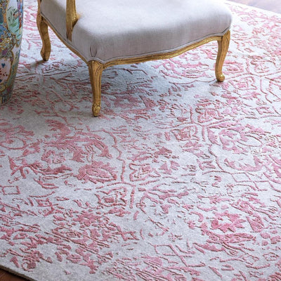 Jolie Grey Pink Hand Knotted Rug (10X14)