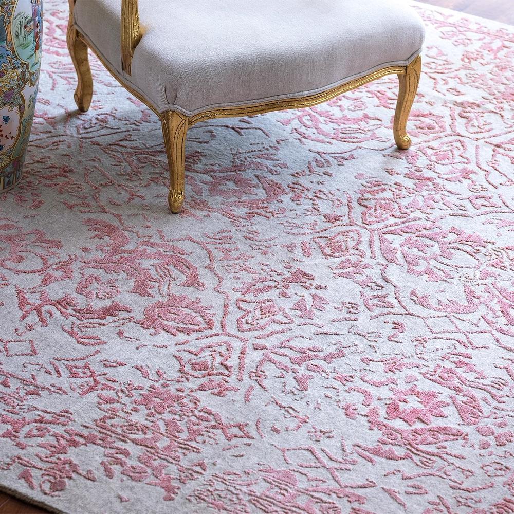 Jolie Grey Pink Hand Knotted Rug (6X9)