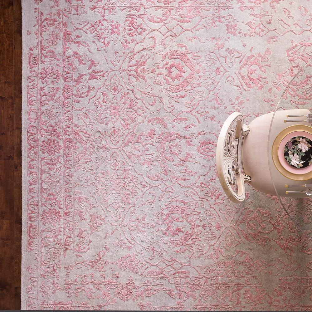 Jolie Grey Pink Hand Knotted Rug (8X10) by Lili Alessandra