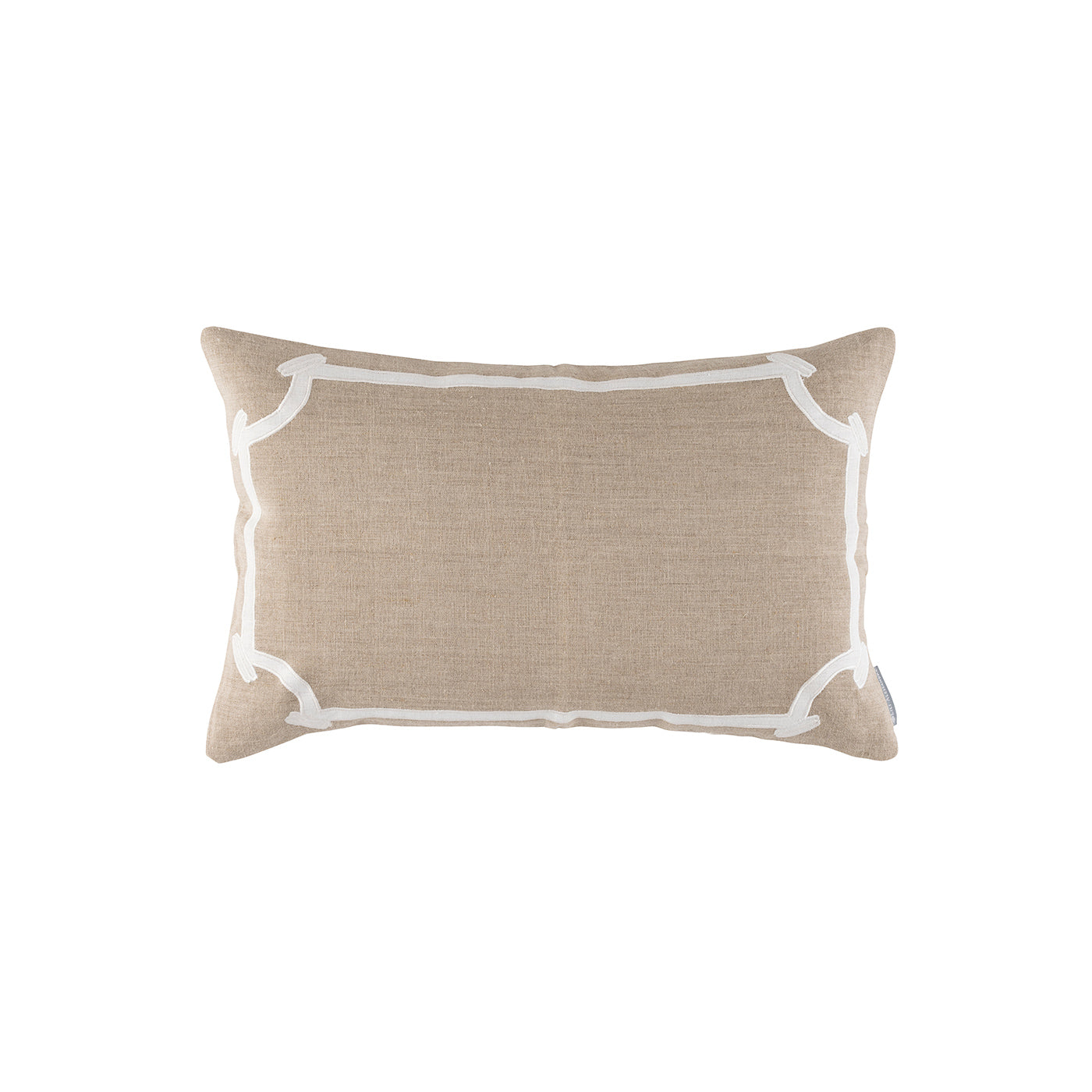 Annie Small Rectangle Pillow Natural Linen / White Linen Applique 14X22 (Insert Included) Final Sale