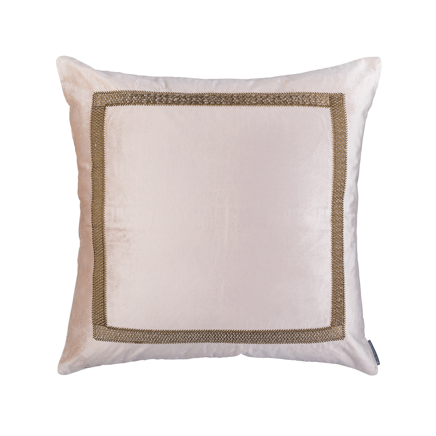 Caesar Decorative Pillow Blush Velvet With Gold Basketweave Machine Embroidery 26X26