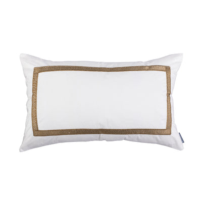 Caesar Lg. Rect. Pillow Ivory Silk With Gold Basketweave Machine Embroidery 18X30