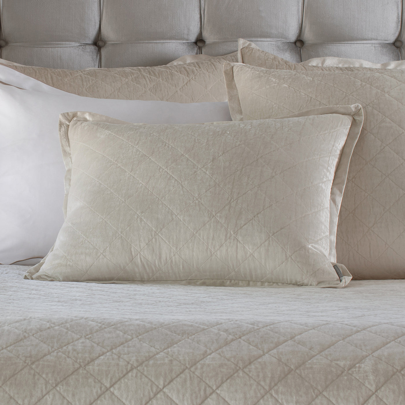 Chloe Standard Pillow Ivory Velvet 20X26