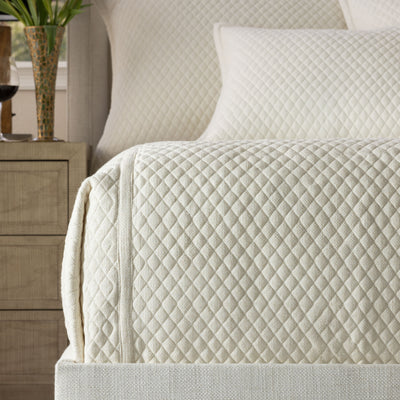 Laurie Quilted Coverlet Ivory Basketweave Queen 96X98