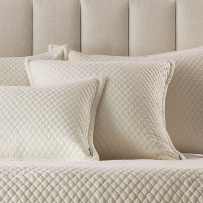 Laurie Quilted Euro Pillow Ivory Basketweave 26X26