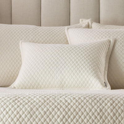 Laurie Quilted Standard Pillow Ivory Basketweave 20X26