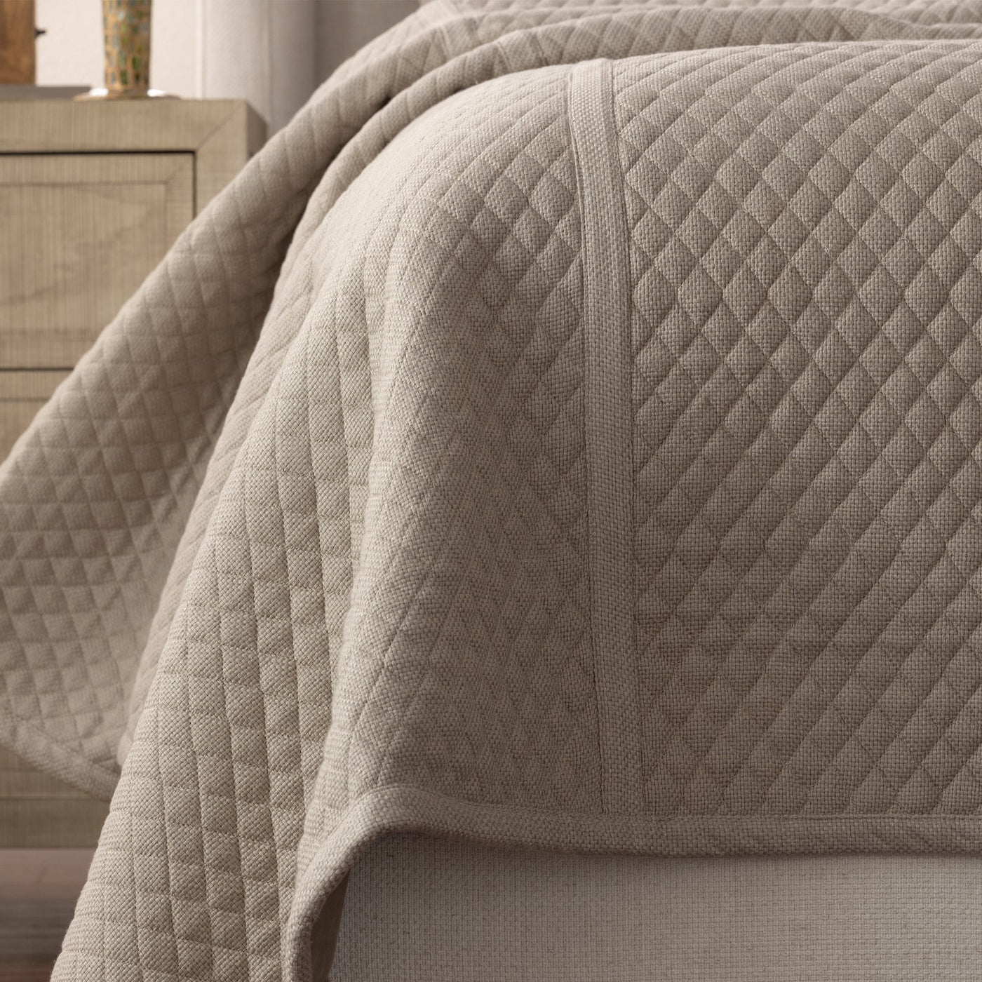 Laurie Quilted Coverlet Stone Basketweave Queen 96X98
