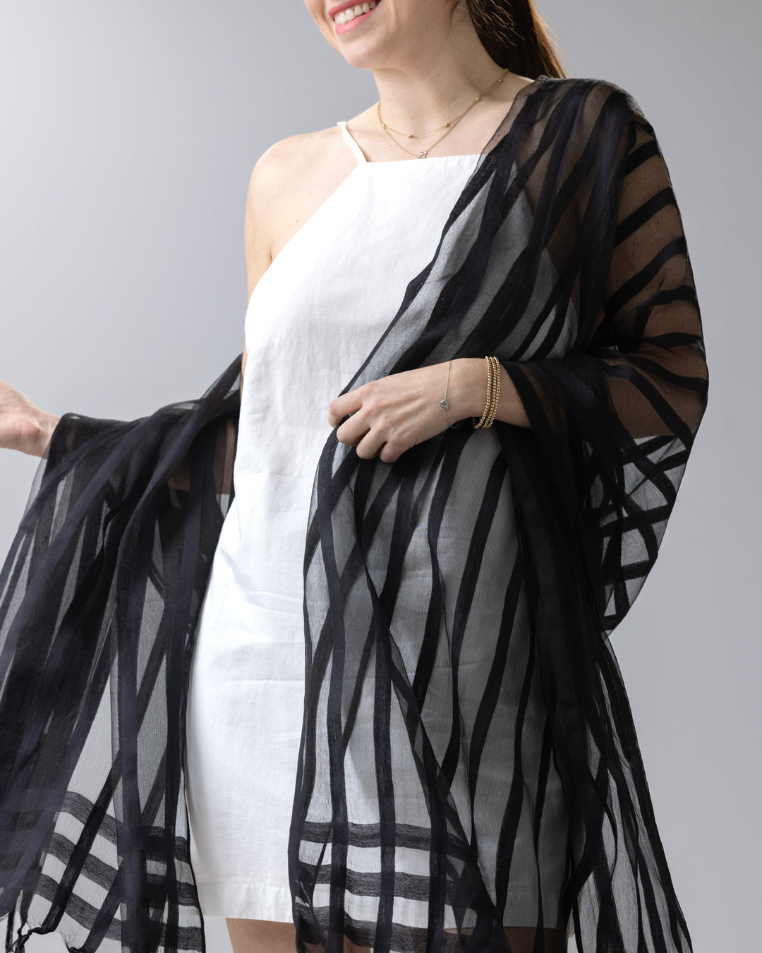 Mindy Black Sheer Voile Scarf – Lightweight & Elegant | Lili