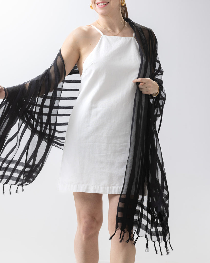 Mindy Scarf Voile Black Sheer Voile by Lili Alessandra