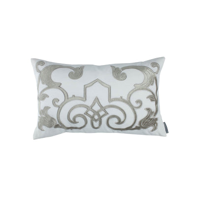 Mozart Sm. Rect. Pillow / White Linen / Ice Silver Velvet 14X22