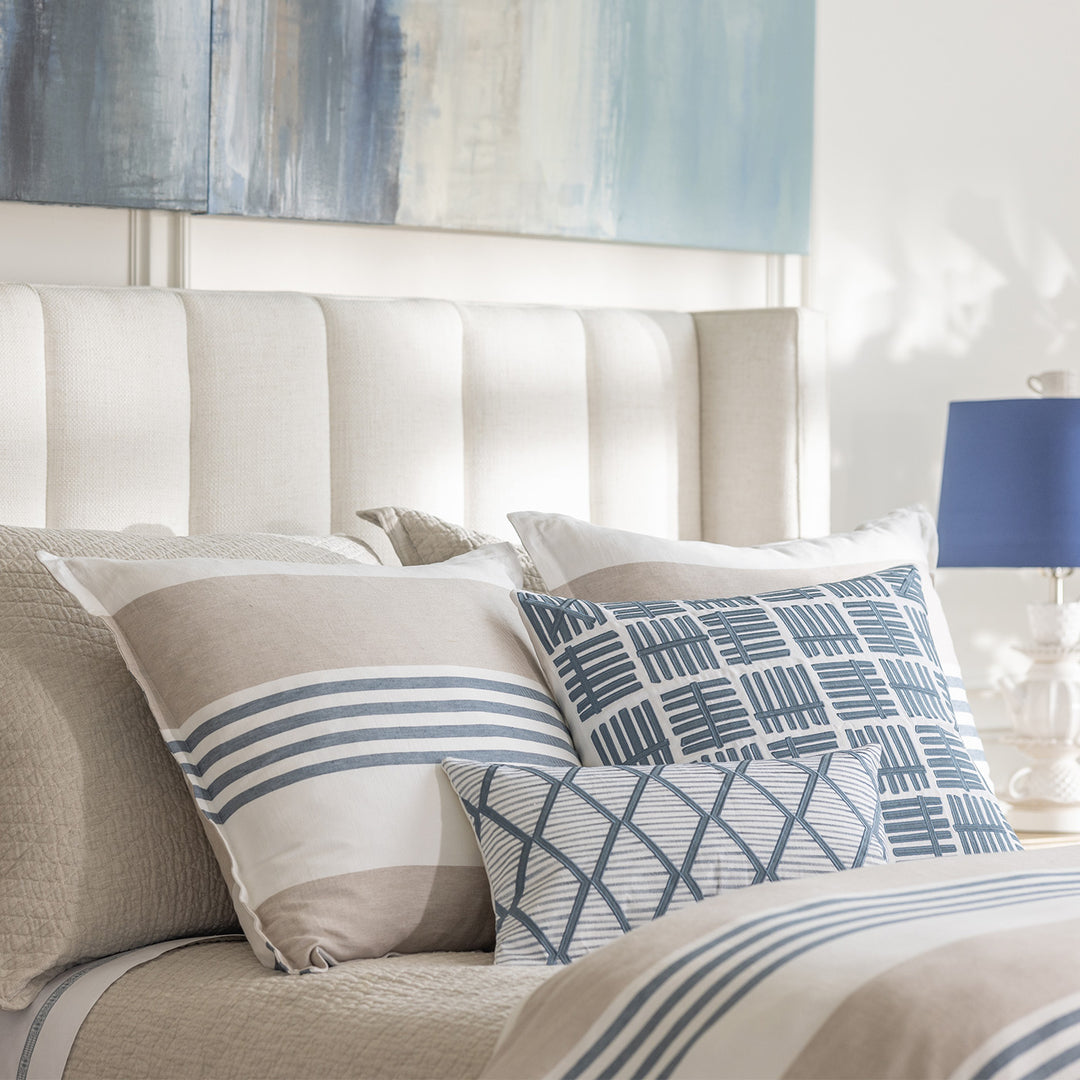 Newport Standard Pillow White Natural Blue 20X26 by Lili Alessandra