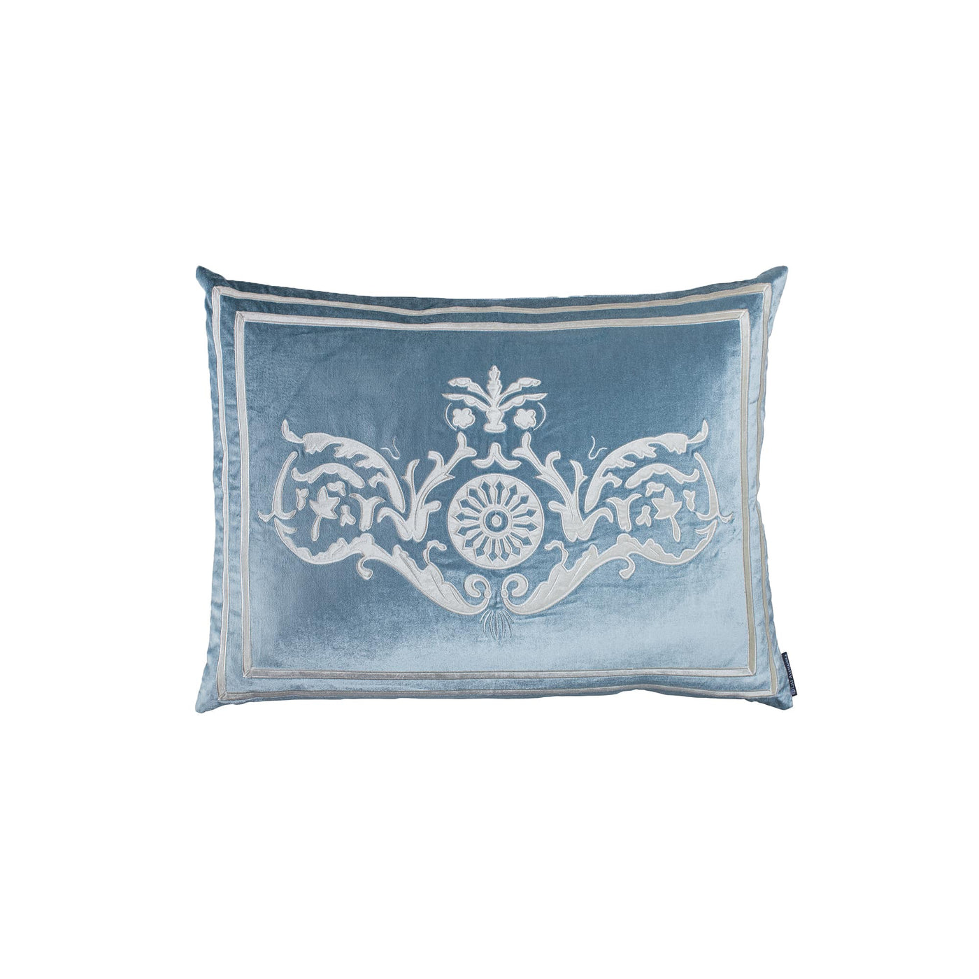 Paris Standard Sham Ice Blue / Ivory Velvet 20X26 (Pillow Insert Not Included)