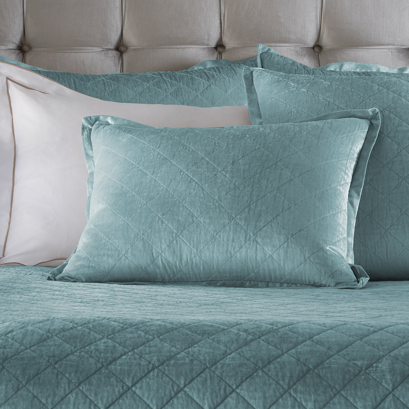 Chloe Standard Pillow Sea Foam Velvet 20X26
