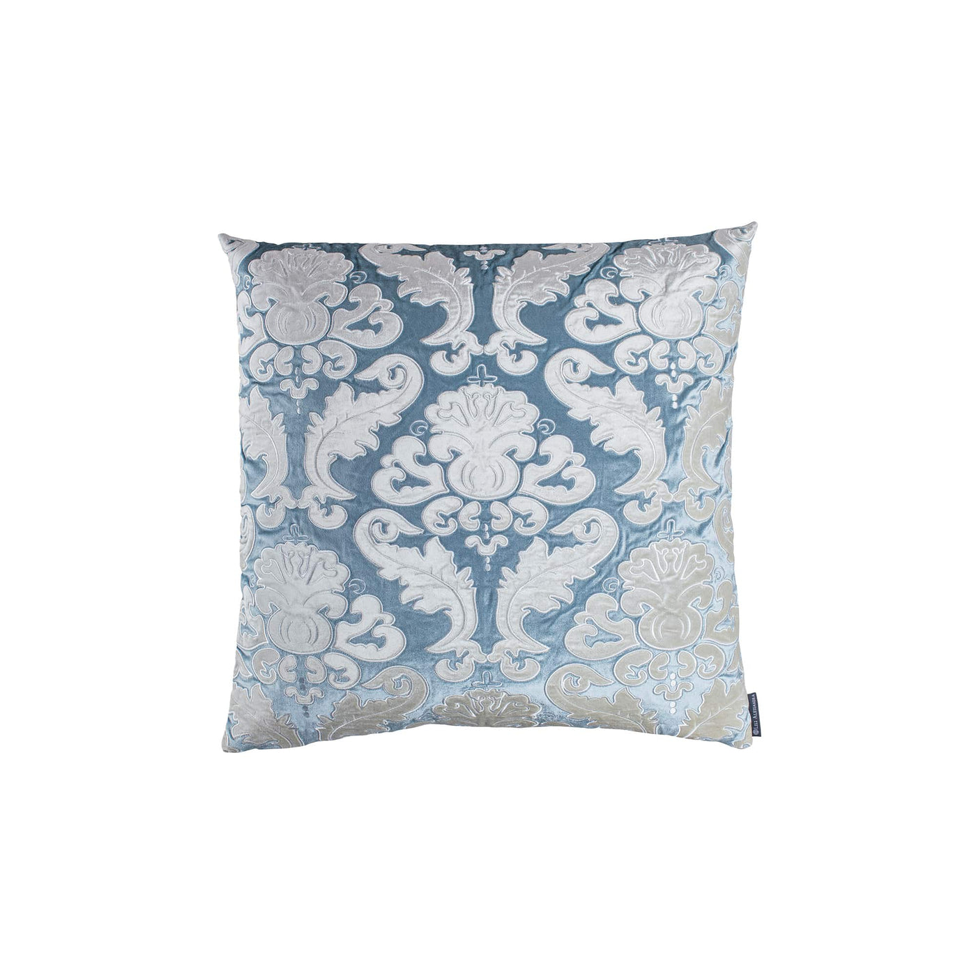 Versailles Square Pillow Ice Blue / Ivory Velvet 24X24 (Pillow Insert Included)